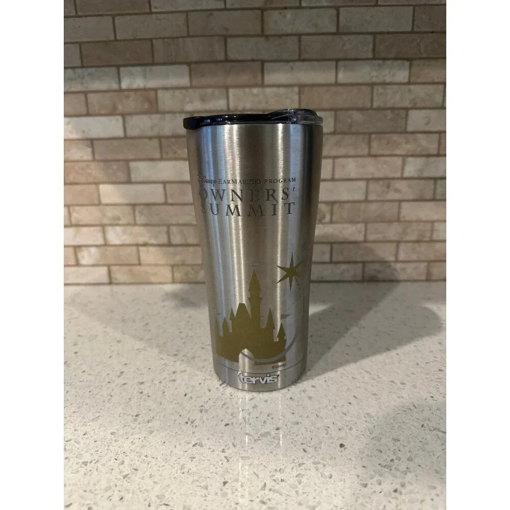 Rare Disney Parks Earmarked Program Owners Summit Iridescent‎ Metal Tumbler